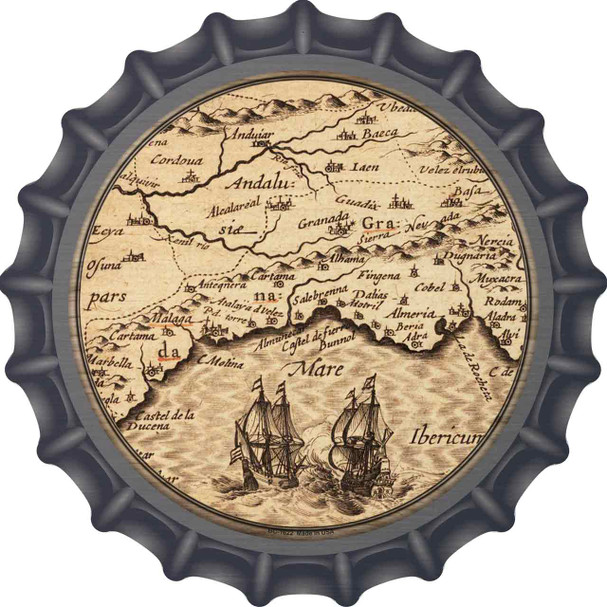 Southern Spain Map Novelty Metal Bottle Cap Sign