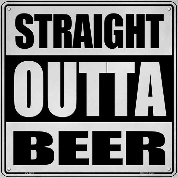 Straight Outta Beer Novelty Metal Square Sign