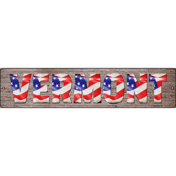 Vermont USA Flag Lettering Novelty Metal Street Sign