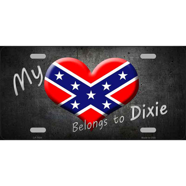 Heart Belongs To Dixie Novelty Metal License Plate