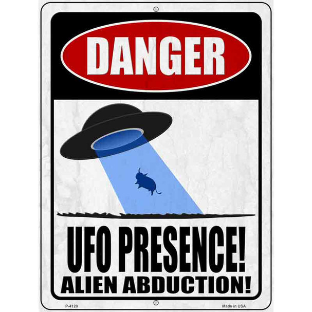 UFO Presence Cow Novelty Metal Parking Sign