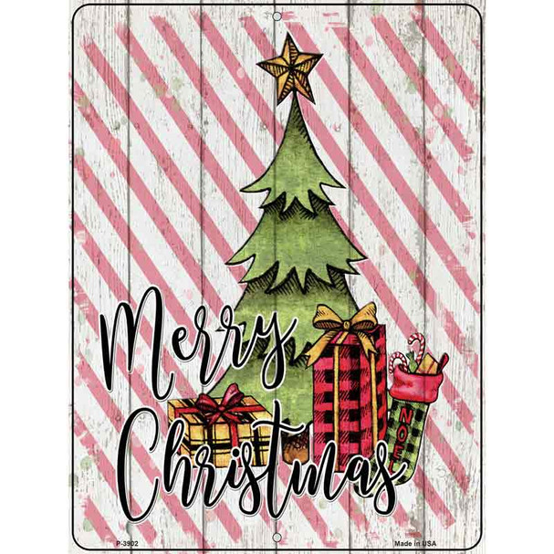 Merry Christmas Tree Novelty Metal Parking Sign