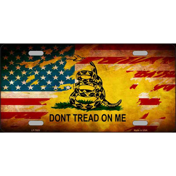 Dont Tread On Me US Flag Novelty Metal License Plate