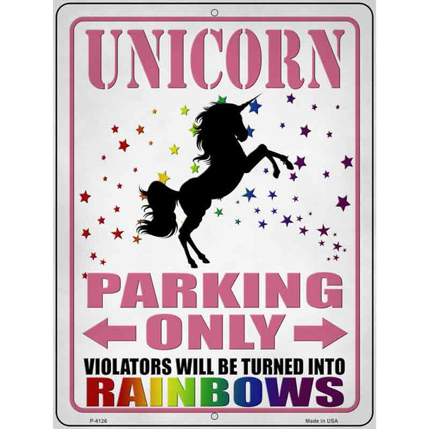 Unicorn Parking Only Pink Novelty Metal Parking Sign