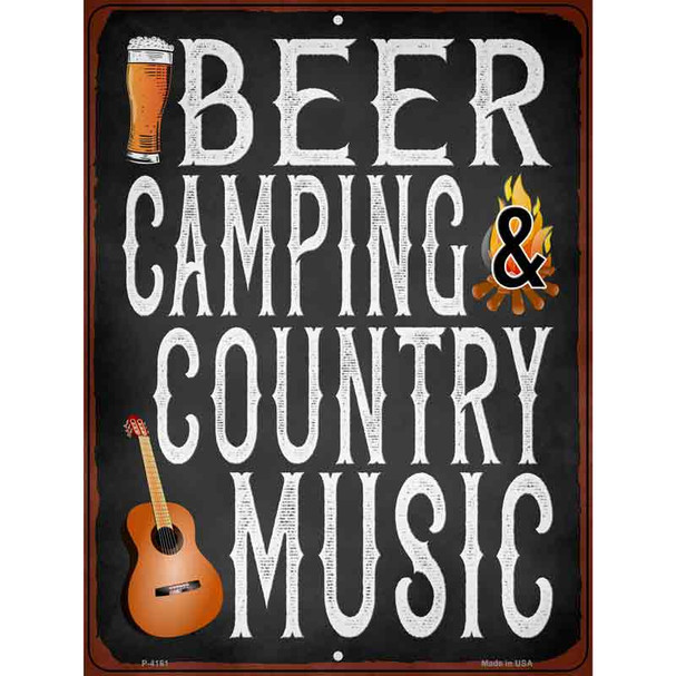 Beer Camping Country Music Novelty Metal Parking Sign