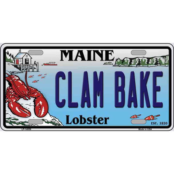 Clam Bake Maine Lobster Novelty Metal License Plate