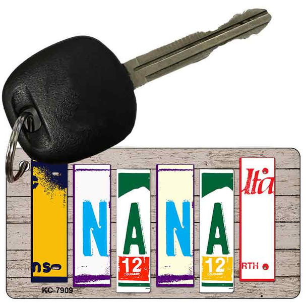 Nana Wood Cut Letter Novelty Aluminum Key Chain KC-7909