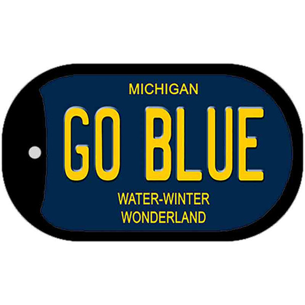 Go Blue Michigan Blue Novelty Metal Dog Tag Necklace