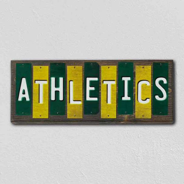 Athletics Team Colors Baseball Fun Strips Novelty Wood Sign WS-602