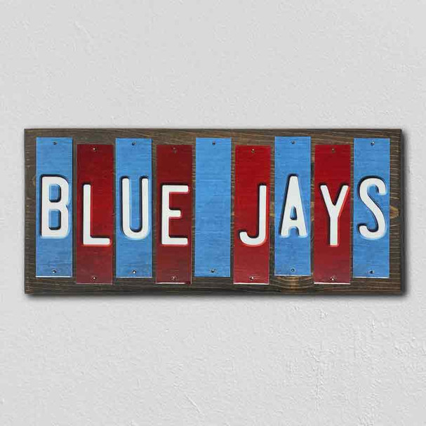 Blue Jays Team Colors Baseball Fun Strips Novelty Wood Sign WS-606