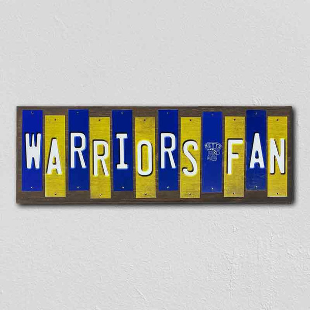 Warriors Fan Team Colors Basketball Fun Strips Novelty Wood Sign WS-671