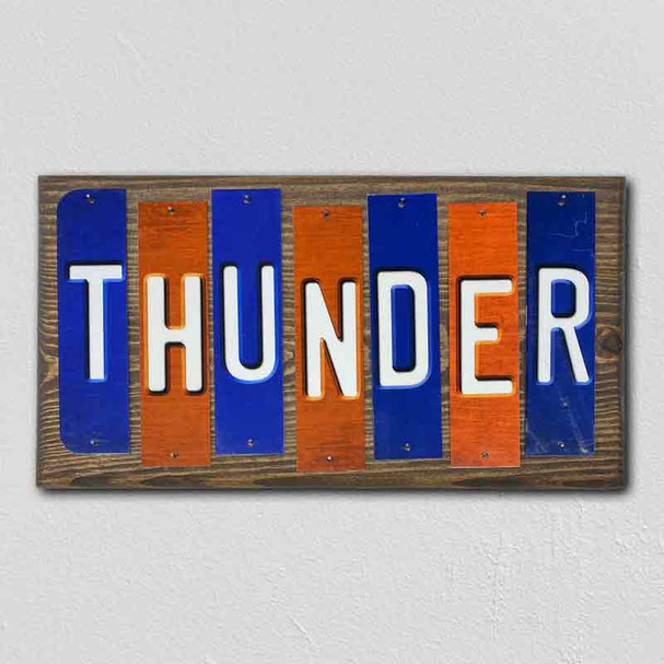 Thunder Team Colors Basketball Fun Strips Novelty Wood Sign WS-686
