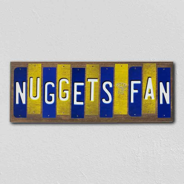 Nuggets Fan Team Colors Basketball Fun Strips Novelty Wood Sign WS-705