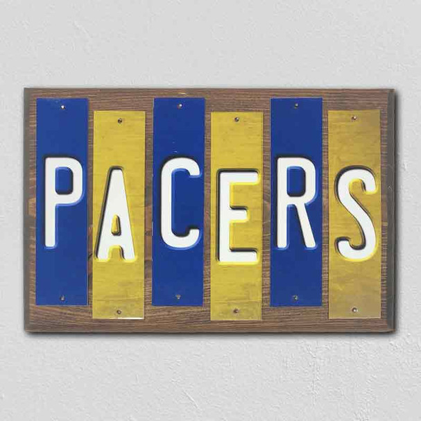 Pacers Team Colors Basketball Fun Strips Novelty Wood Sign WS-716