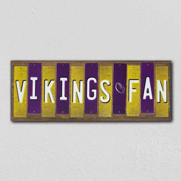 Vikings Fan Team Colors Football Fun Strips Novelty Wood Sign WS-737