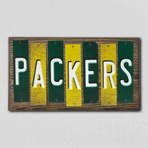 Packers Team Colors Football Fun Strips Novelty Wood Sign WS-746