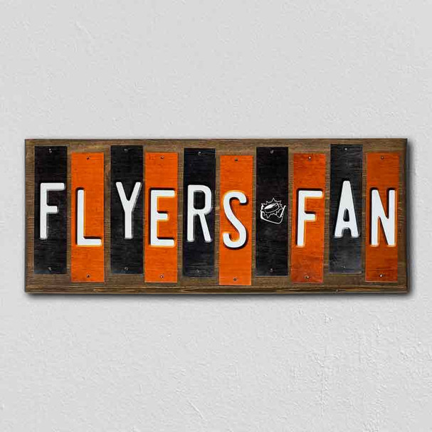 Flyers Fan Team Colors Hockey Fun Strips Novelty Wood Sign WS-791