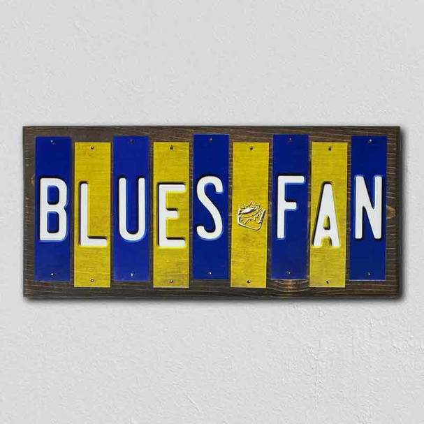Blues Fan Team Colors Hockey Fun Strips Novelty Wood Sign WS-823