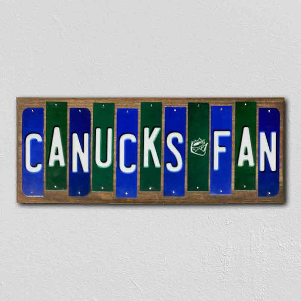 Canucks Fan Team Colors Hockey Fun Strips Novelty Wood Sign WS-839