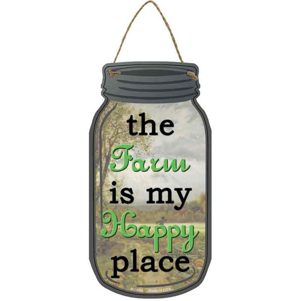 Farm Happy Place Novelty Metal Mason Jar Sign