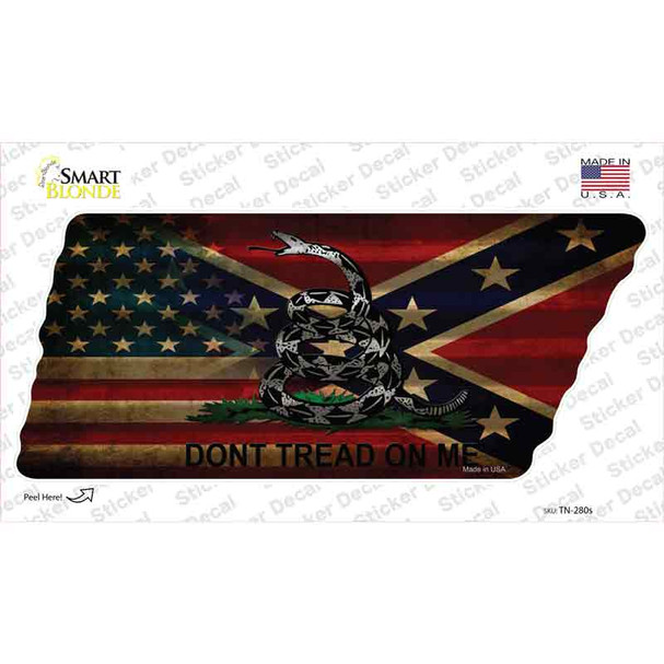 American Confederate Dont Tread Novelty Corrugated Tennessee Shape Sticker Decal