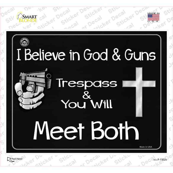 I Believe In God and Guns Novelty Rectangle Sticker Decal