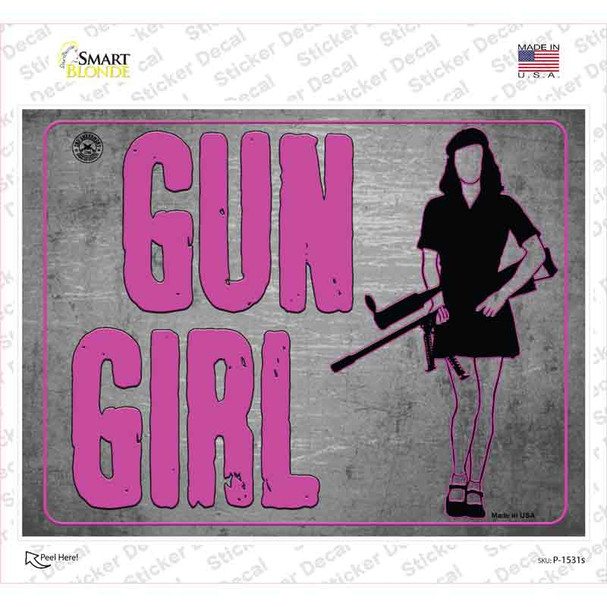 Gun Girl Novelty Rectangle Sticker Decal