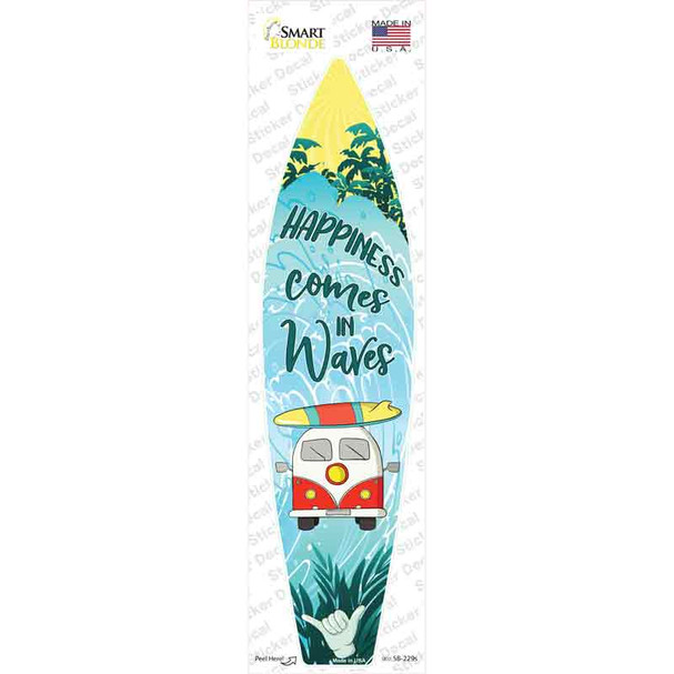 Happiness Comes in Waves Novelty Surfboard Sticker Decal