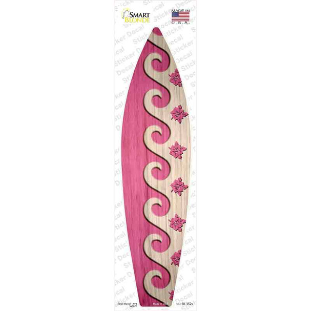 Pink Waves And Flowers Novelty Surfboard Sticker Decal