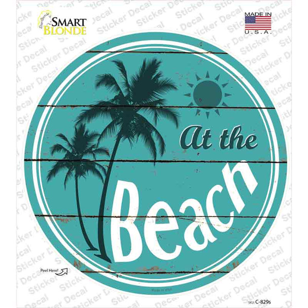 At The Beach Novelty Circle Sticker Decal