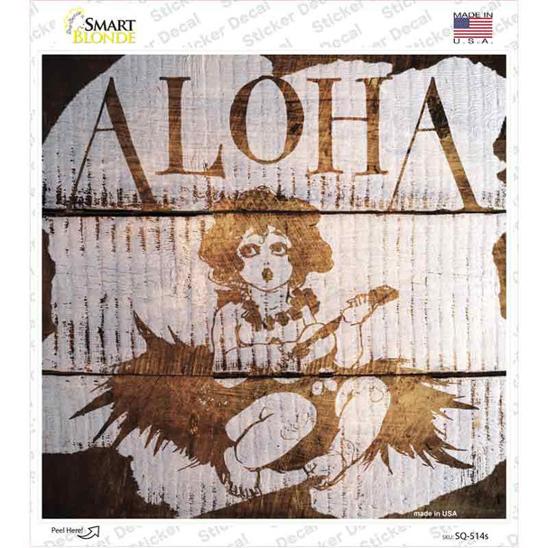 Aloha Painted Stencil Novelty Square Sticker Decal