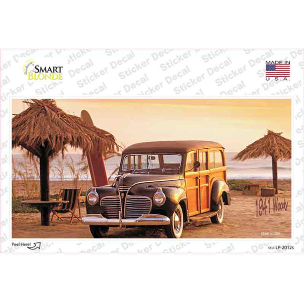 1941 Woody On The Beach Novelty Sticker Decal
