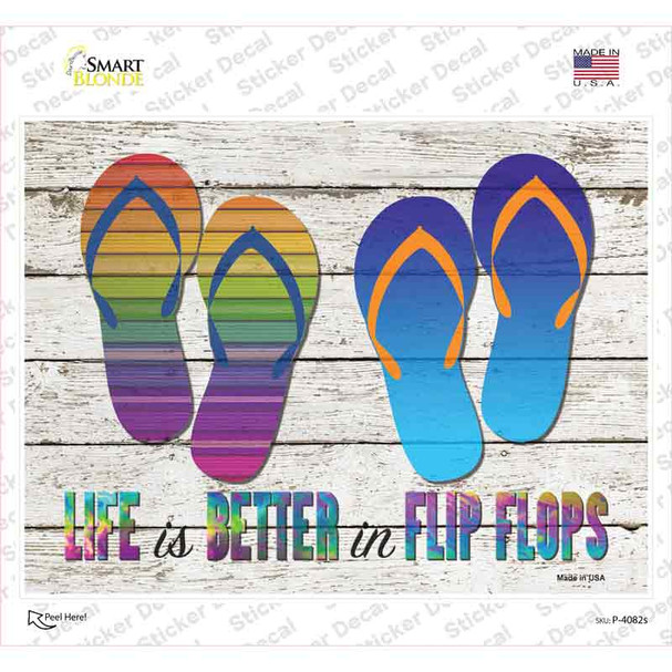 Life is Better in Flip Flops Novelty Rectangle Sticker Decal