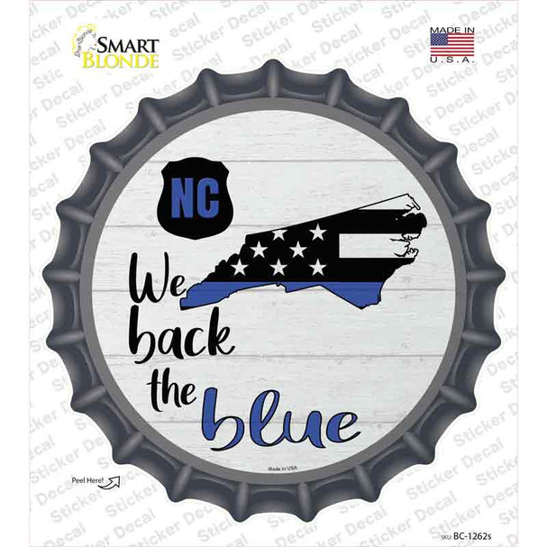 North Carolina Back The Blue Novelty Bottle Cap Sticker Decal