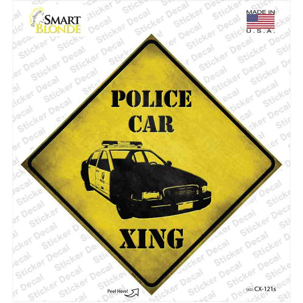 Police Car Xing Novelty Diamond Sticker Decal