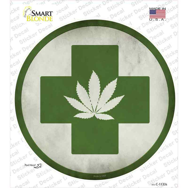 Cannabis Green Cross Novelty Circle Sticker Decal