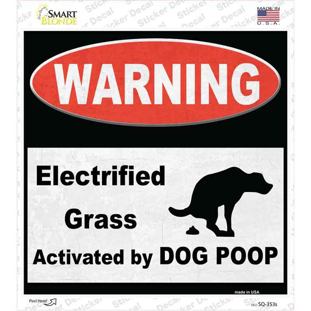 Warning Electrified Grass Novelty Square Sticker Decal