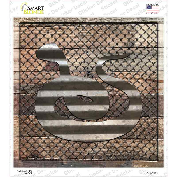 Corrugated Snake on Wood Novelty Square Sticker Decal