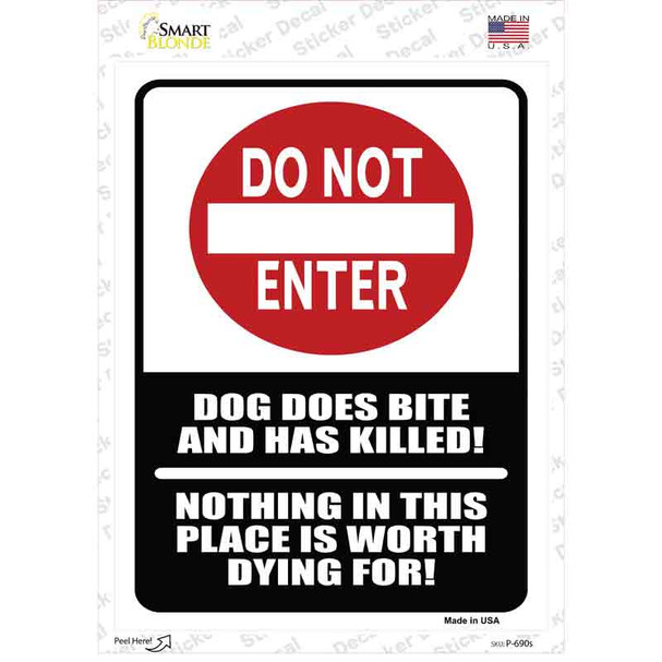 Do Not Enter Dog Bites Novelty Rectangle Sticker Decal