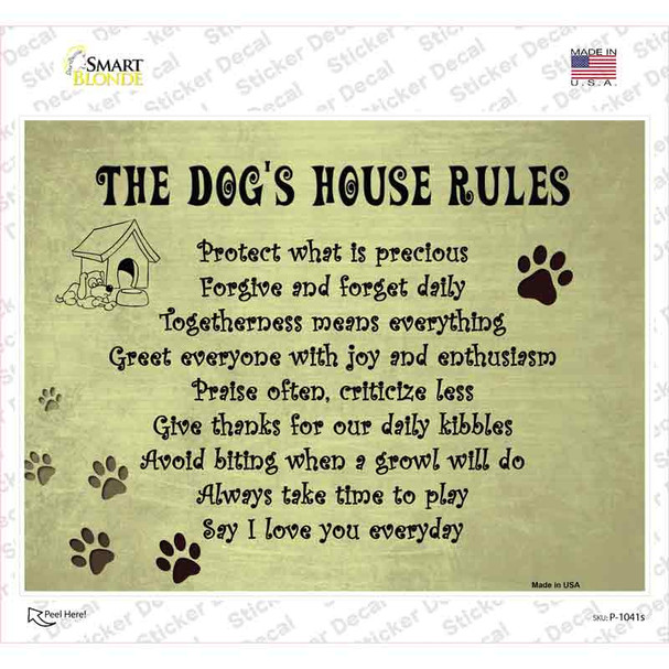 Dog House Rules Novelty Rectangle Sticker Decal