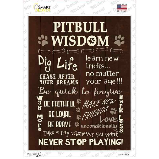 Pitbull Wisdom Novelty Rectangle Sticker Decal