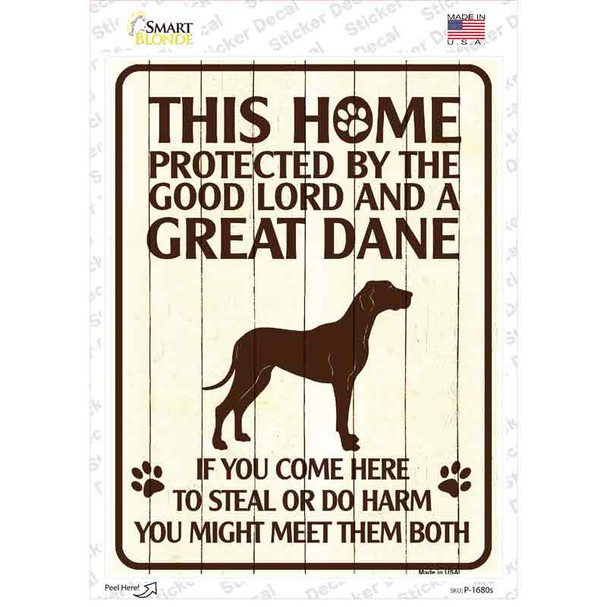 Protected By A Great Dane Novelty Rectangle Sticker Decal