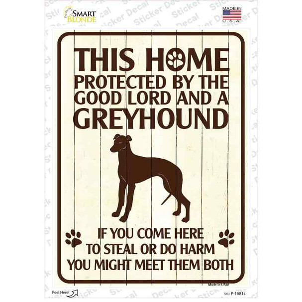 Protected By A Greyhound Novelty Rectangle Sticker Decal