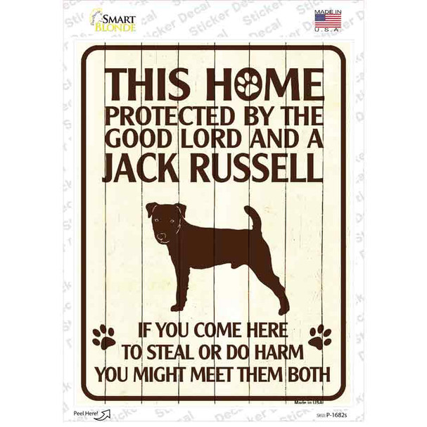 Protected By A Jack Russell Novelty Rectangle Sticker Decal