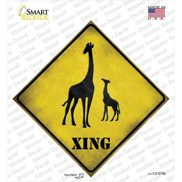 Giraffe Xing Novelty Diamond Sticker Decal