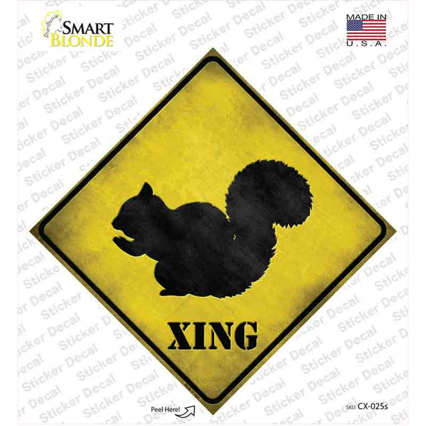 Squirrel Xing Novelty Diamond Sticker Decal