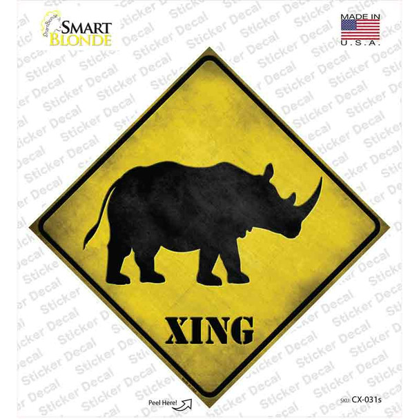 Rhino Xing Novelty Diamond Sticker Decal