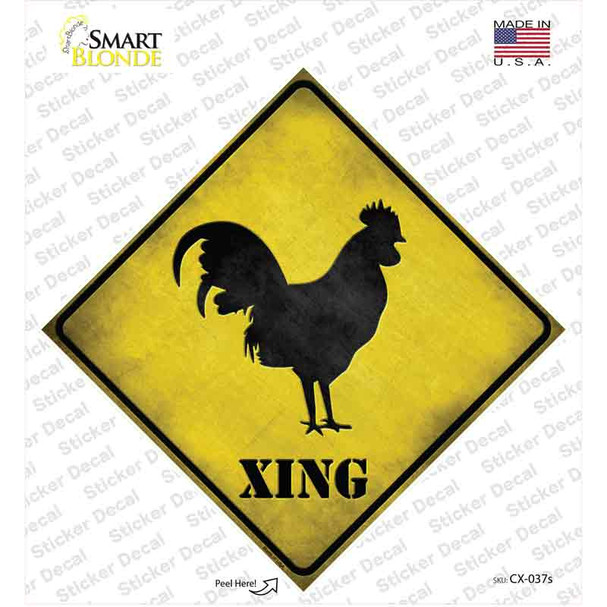 Rooster Xing Novelty Diamond Sticker Decal