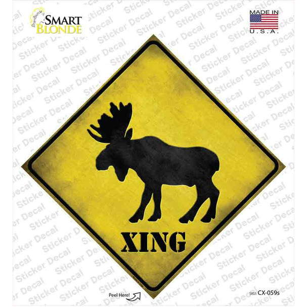 Moose Xing Novelty Diamond Sticker Decal