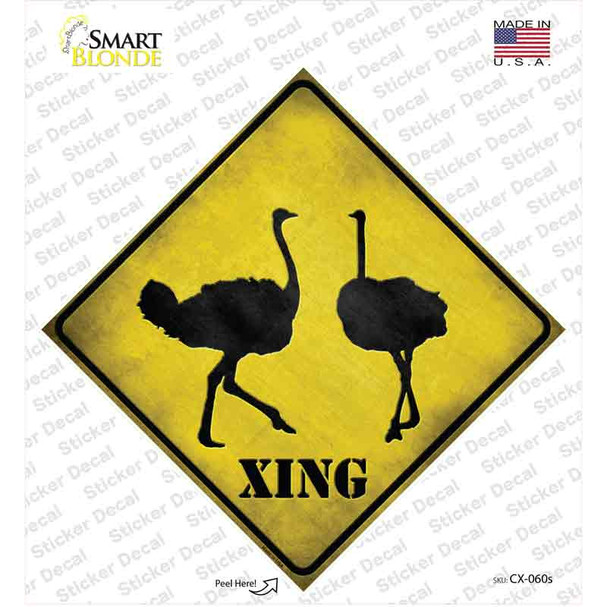 Ostrich Xing Novelty Diamond Sticker Decal